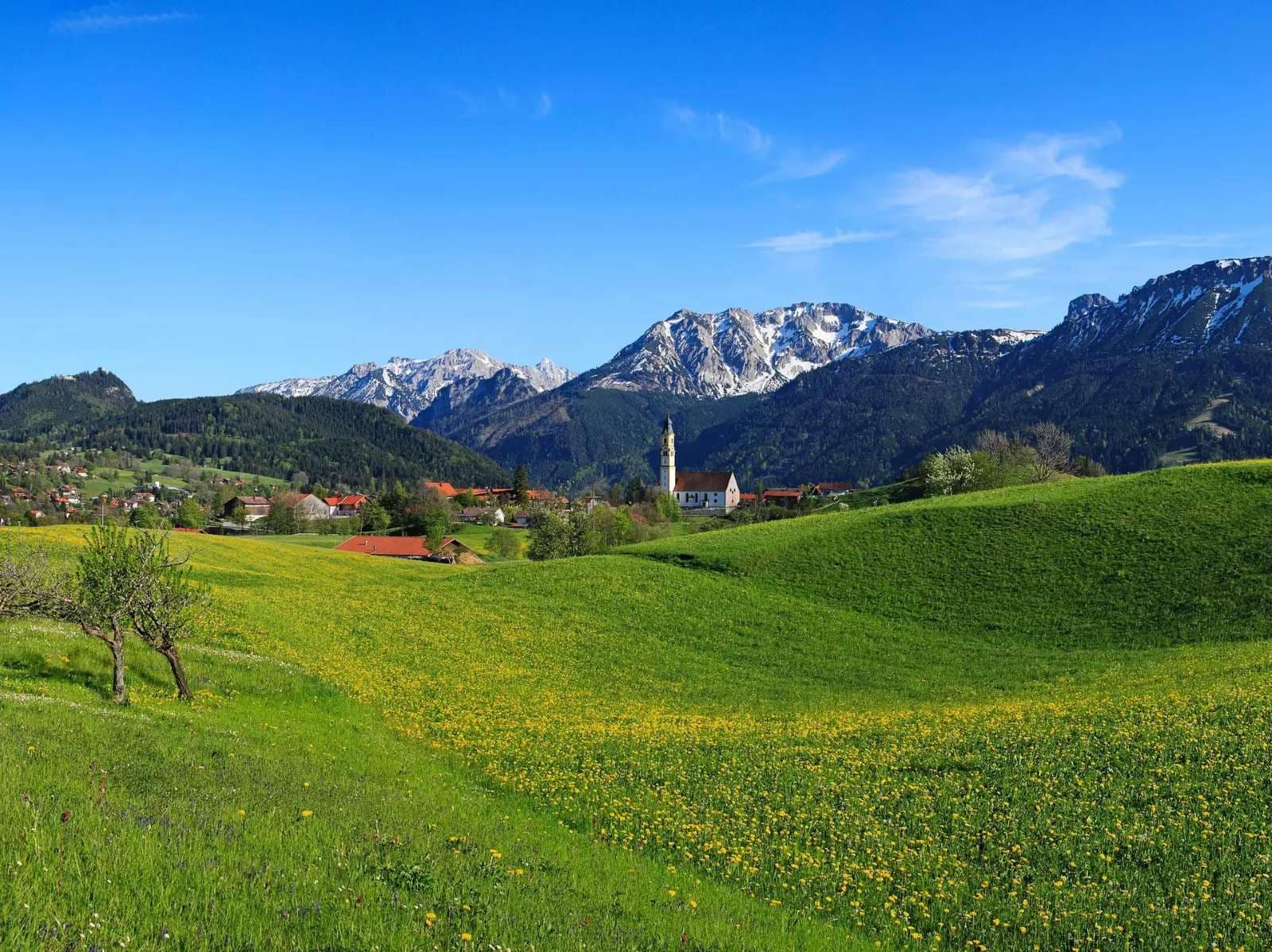Mountain panorama above Pfronten in the Allgäu, Bavaria